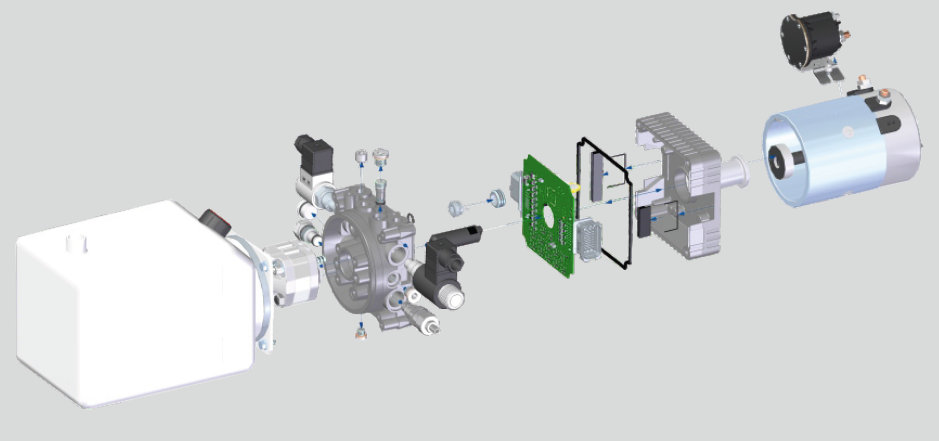 An exploded view of the Hydronit Smart Power Unit.