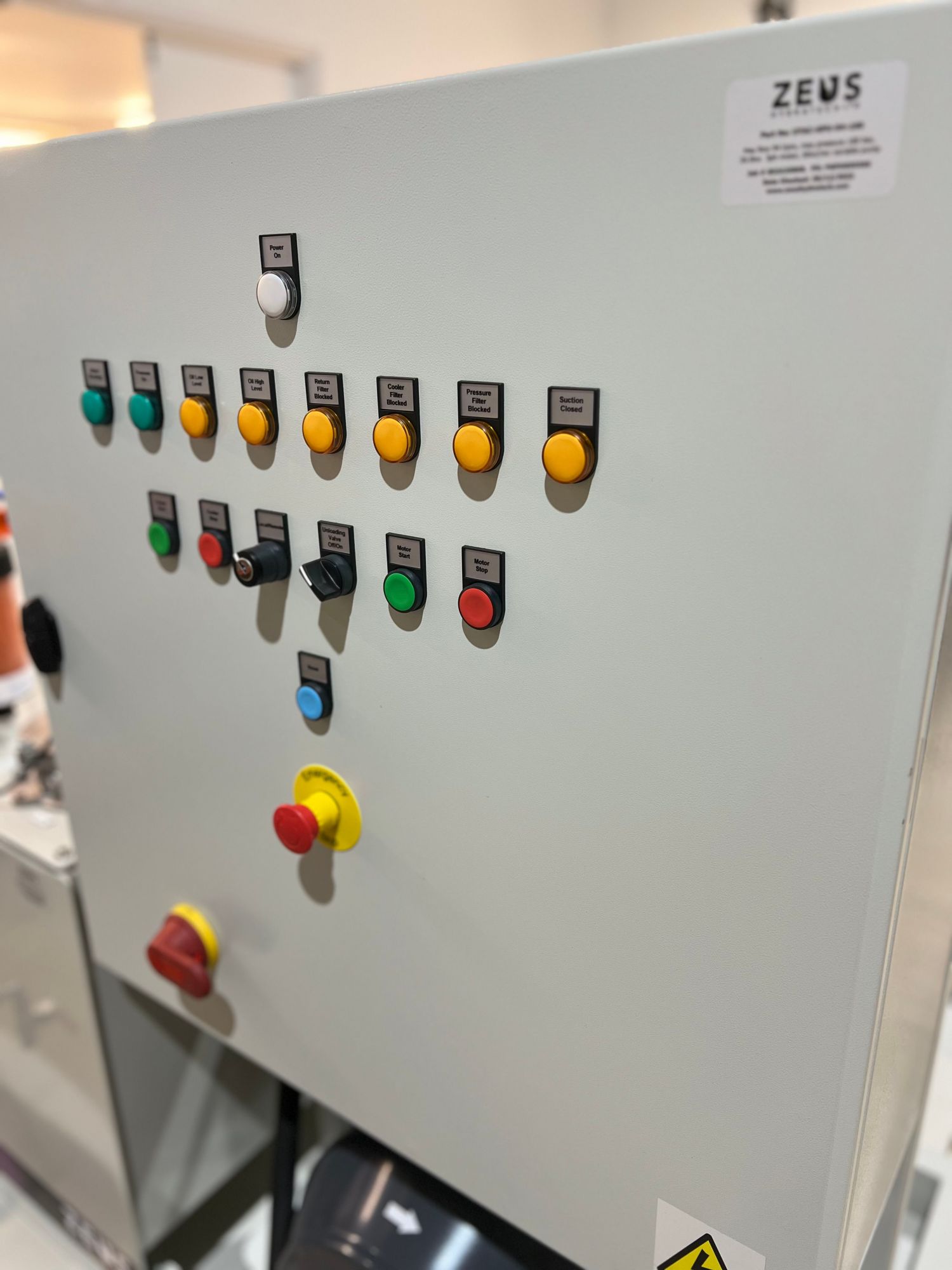 This is an image of an electrical control panel used on a recently completed project by Zeus Hydratech.