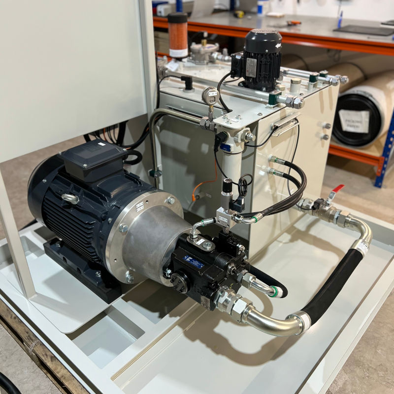 An image showing a Hydraulic pump installed on a recently manufactured bespoke Power Pack by Zeus Hydratech