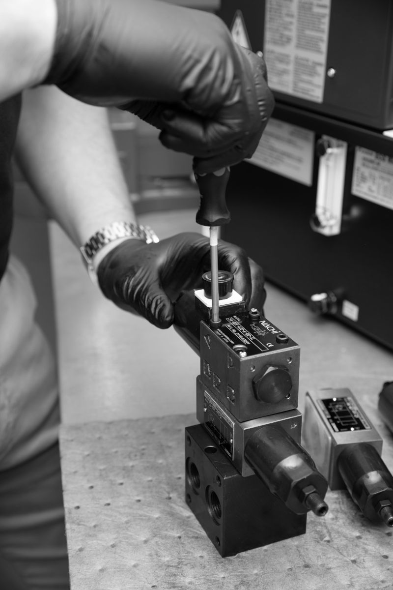 A Valve block being adjusted at Zeus Hydratech HQ.