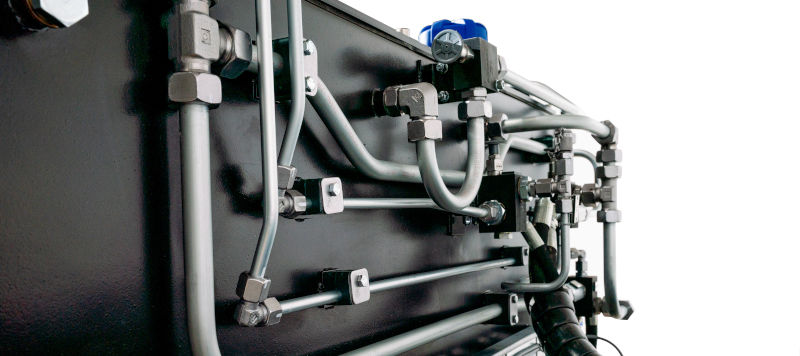 Pipework on a Zeus Hydratech Hydraulic test rig system.